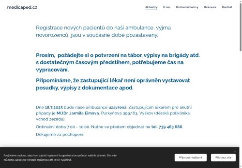 Zobrazit webové stránky Praktický lékař pro děti a dorost Medicaped - MUDr. Šárka Štreitová
