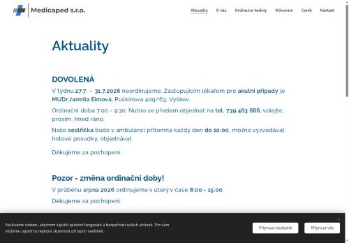 Zobrazit webové stránky Praktický lékař pro děti a dorost Medicaped - MUDr. Šárka Štreitová