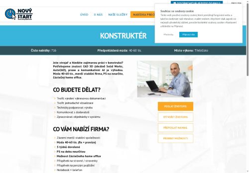 Webové stránky NOVÝ START, personální agentura s.r.o., Třebíč