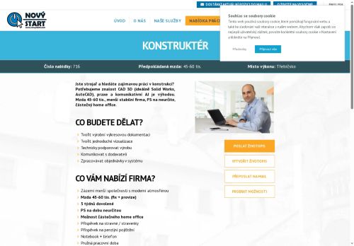 Webové stránky NOVÝ START, personální agentura s.r.o., Třebíč