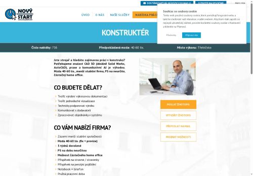 Webové stránky NOVÝ START, personální agentura s.r.o., Třebíč