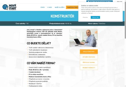 Webové stránky NOVÝ START, personální agentura s.r.o., Třebíč
