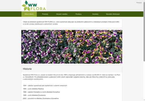 Webové stránky WW FLORA, a.s., Plzeň