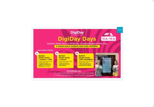 DigiDay Group s.r.o. nabízí práci na pozici Servisní technik digitálních panelů (profylaxe) m/ž v obci Kolín