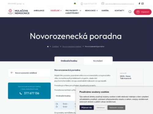 Novorozenecké poradna - Mulačova nemocnice