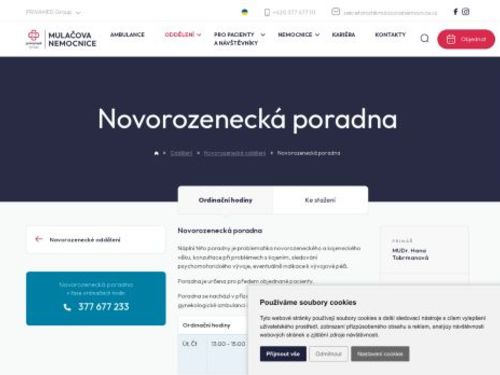 Novorozenecké poradna - Mulačova nemocnice