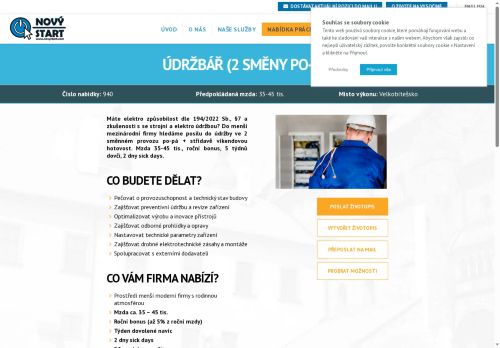 Webové stránky NOVÝ START, personální agentura s.r.o., Velká Bíteš