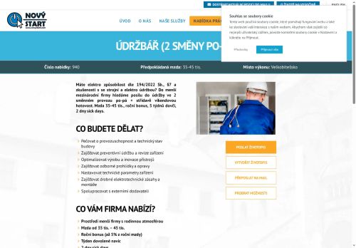 Webové stránky NOVÝ START, personální agentura s.r.o., Velká Bíteš