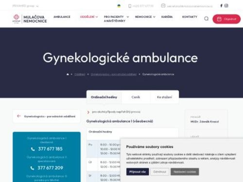 Specializovaná gynekologická ambulance - Mulačova nemocnice