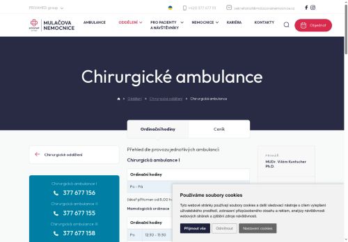 Zobrazit webové stránky Chirurgická ambulance cévní - Mulačova nemocnice