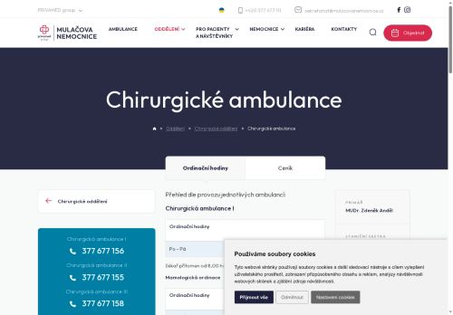 Zobrazit webové stránky Chirurgická ambulance cévní - Mulačova nemocnice