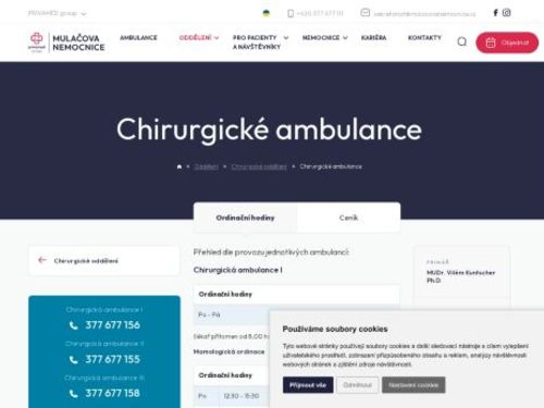 Chirurgická ambulance cévní - Mulačova nemocnice