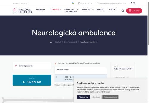 Zobrazit webové stránky Neurologická ambulance - Mulačova nemocnice