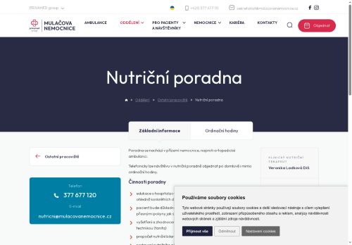 Zobrazit webové stránky Nutriční poradna - Mulačova nemocnice