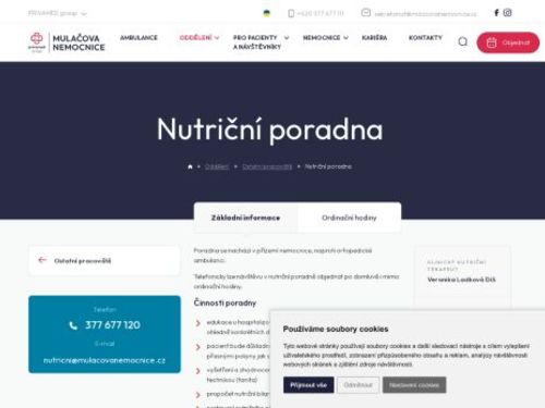 Nutriční poradna - Mulačova nemocnice