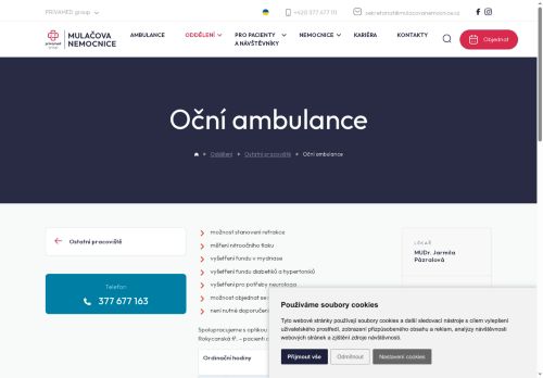 Zobrazit webové stránky Oční ambulance - Mulačova nemocnice