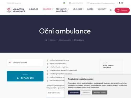 Oční ambulance - Mulačova nemocnice