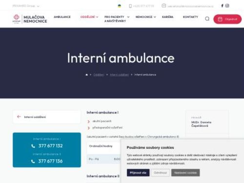 Interní ambulance II - Mulačova nemocnice