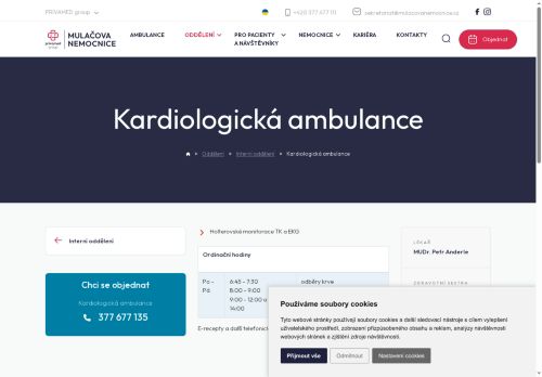 Zobrazit webové stránky Kardiologická ambulance - Mulačova nemocnice