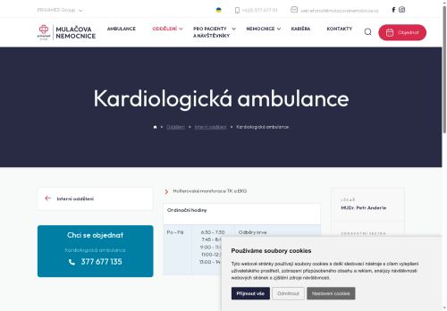 Zobrazit webové stránky Kardiologická ambulance - Mulačova nemocnice