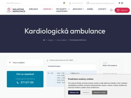 Kardiologická ambulance - Mulačova nemocnice