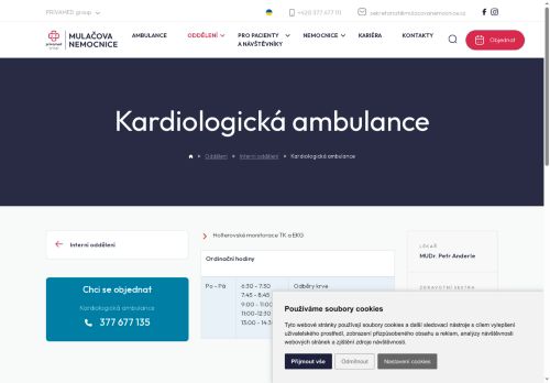 Zobrazit webové stránky Kardiologická ambulance - Mulačova nemocnice