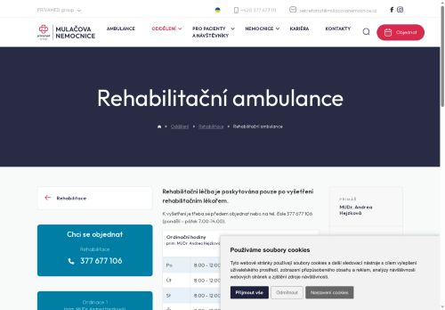 Zobrazit webové stránky Rehabilitace - Mulačova nemocnice