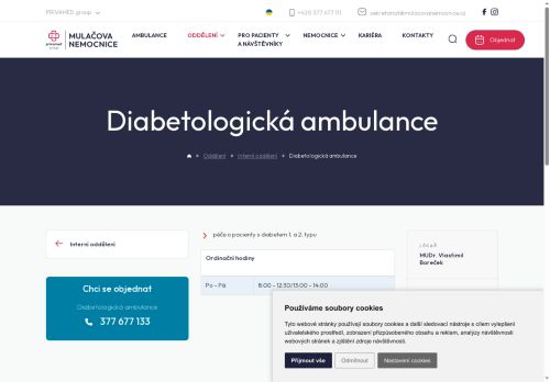 Zobrazit webové stránky Diabetologická ambulance - Mulačova nemocnice