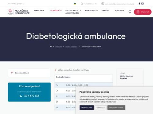 Diabetologická ambulance - Mulačova nemocnice