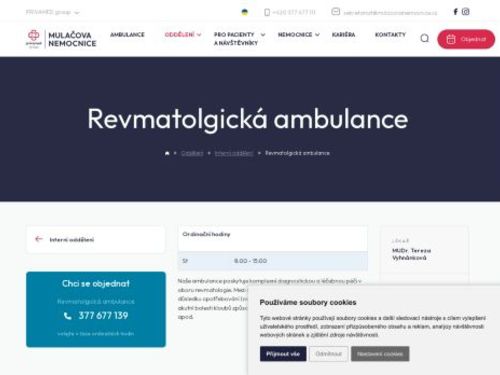 Revmatologická ambulance - Mulačova nemocnice