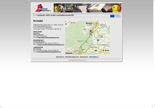 Webové stránky STŘEDOČESKÉ OBALOVNY, a.s., Voznice