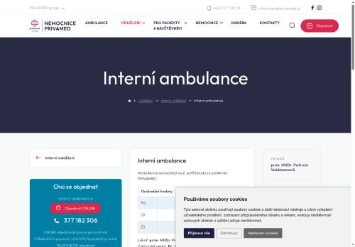 Zobrazit webové stránky Interní ambulance 3 - Nemocnice PRIVAMED - MUDr. Lenka Kodimová