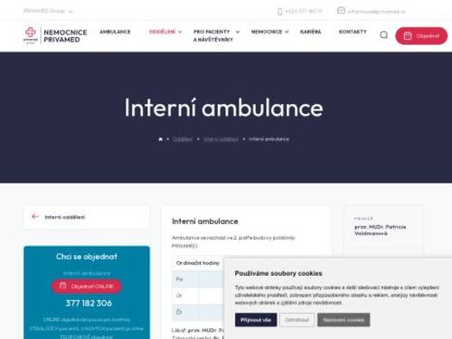 Interní ambulance - Nemocnice PRIVAMED - prim. MUDr. Patricie Valdmanová