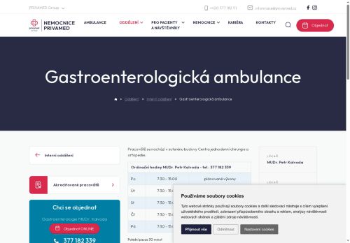 Zobrazit webové stránky Gastroenterologická ambulance - Nemocnice PRIVAMED - MUDr. Petr Kalvoda, MUDr. Marta Kolářová