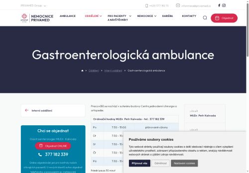 Zobrazit webové stránky Gastroenterologická ambulance - Nemocnice PRIVAMED - MUDr. Petr Kalvoda, MUDr. Marta Kolářová