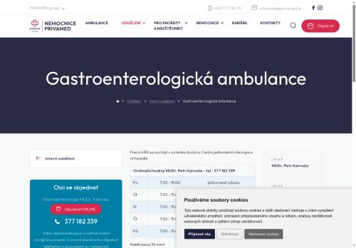 Zobrazit webové stránky Gastroenterologická ambulance - Nemocnice PRIVAMED - MUDr. Petr Kalvoda, MUDr. Marta Kolářová