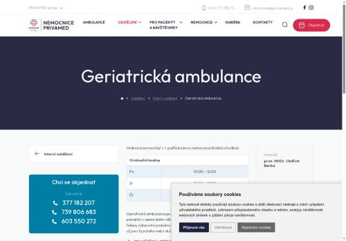 Zobrazit webové stránky Geriatrická ambulance - Nemocnice PRIVAMED