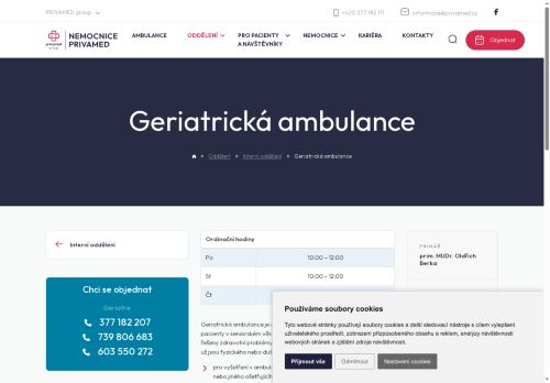 Zobrazit webové stránky Geriatrická ambulance - Nemocnice PRIVAMED