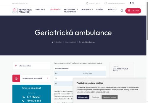 Zobrazit webové stránky Geriatrická ambulance - Nemocnice PRIVAMED