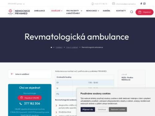 Revmatologická ambulance - Nemocnice PRIVAMED