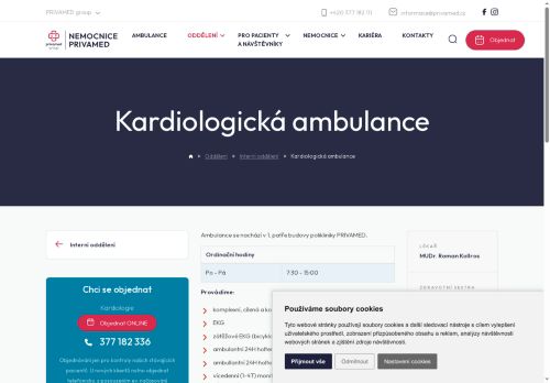 Zobrazit webové stránky Kardiologická ambulance - Nemocnice PRIVAMED