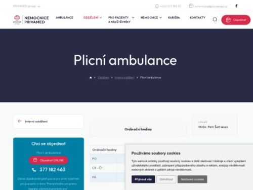 Plicní ambulance - Nemocnice PRIVAMED