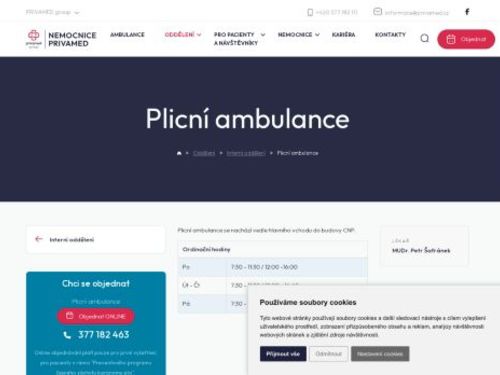 Plicní ambulance - Nemocnice PRIVAMED