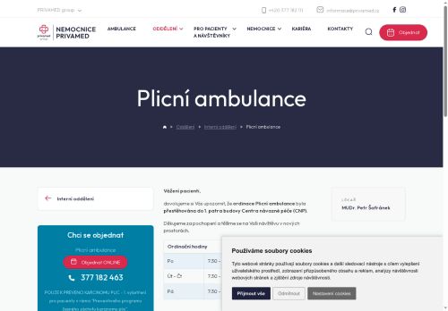 Zobrazit webové stránky Plicní ambulance - Nemocnice PRIVAMED