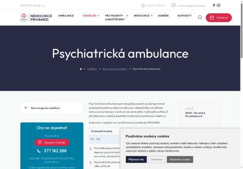Zobrazit webové stránky Psychiatrická ambulance - Nemocnice PRIVAMED