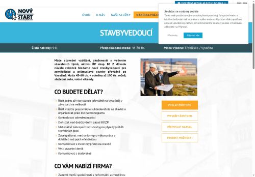 Webové stránky NOVÝ START, personální agentura s.r.o., Třebíč