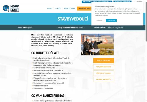 Webové stránky NOVÝ START, personální agentura s.r.o., Třebíč