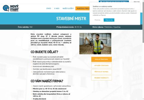 Webové stránky NOVÝ START, personální agentura s.r.o., Třebíč