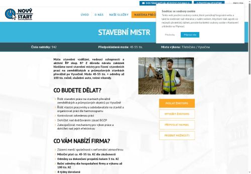 Webové stránky NOVÝ START, personální agentura s.r.o., Třebíč