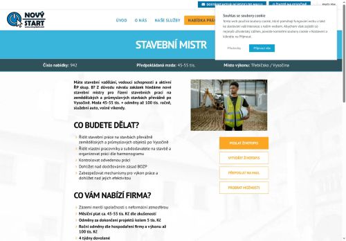 Webové stránky NOVÝ START, personální agentura s.r.o., Třebíč